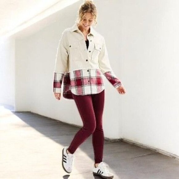 SO Juniors Elastic Waist Burgundy Corduroy Basic Straight Leg Leggings NEW XL - Picture 2 of 5